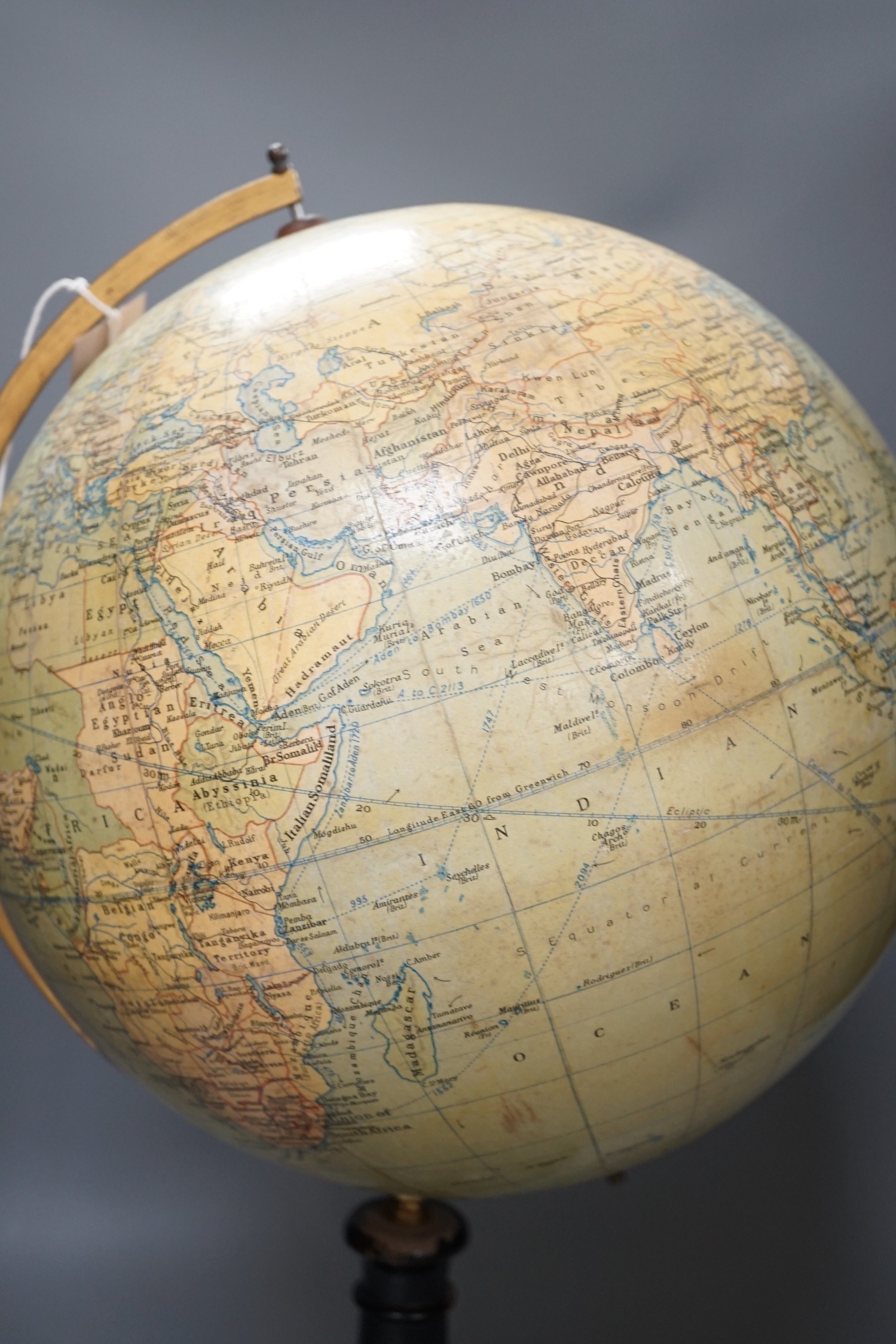 A Philip's 12 inch terrestrial globe on stand, 52cm